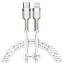 USB kabelis Baseus USB-C - Lightning, PD 20W, 1m, balts