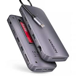 Dokstacija Axagon HMC-12GM2 USB-C, 12in1, 50 cm, pelēka