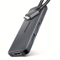 Dokstacija Axagon HMC-5H8K USB-C, 5in1, 15 cm pelēka