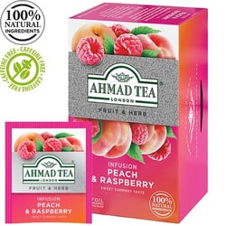 Tēja Ahmad, augļu un zāļu tējas maisījums, persiku un aveņu, 20 gab.