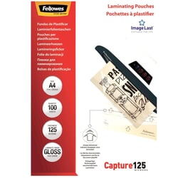 Kabatas laminēšanai A4, 125 mikr., Fellowes, 100gab.
