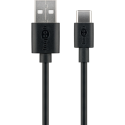 USB kabelis Goobay USB-A - USB-C, 2.0, 15W, 1m, melns