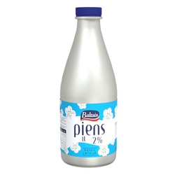 Piens Baltais, pudelē, 2%, 1L