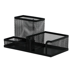 Galda organizators, 3 nodalījumi, metāla, melns, Q-Connect