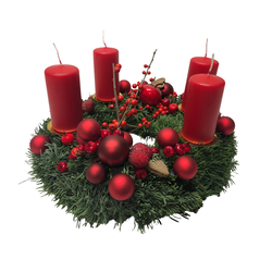 Vainags, adventes, sarkanā klasika ~30cm