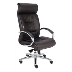 Biroja krēsls Supreme Chrome Leather, dabīgās ādas krāsa brūna, hromēta pamatne