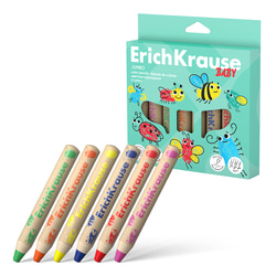 Krāsainie zīmuļi, apaļi, 6 krāsas, Erich Krause Baby Jumbo
