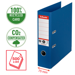 Mape reģistrs 75 mm, zila, Esselte No1, CO2 Neutral