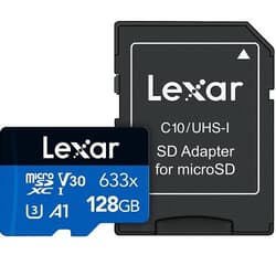 Atmiņas karte Lexar 633x microSDXC, 128GB, UHS-I, V30, U3, Class 10