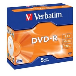 Matricas DVD-R Verbatim AZO,  4.7GB, 16x, 5gab.