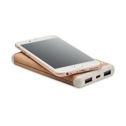 Ārējās uzlādes baterija, ar bezvadu uzlādi 10000 mAh, 15W, korķa