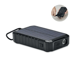 Ārējās uzlādes baterija, saules / dinamo, 8000 mAh, melna