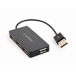 USB Hub Gembird USB-A - 4xUSB-A 2.0, 15 cm, melns
