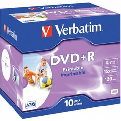 Matricas DVD+R Verbatim AZO Printable ID Branded, 4.7GB, 16x, 10gab.