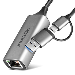 Tīkla adapteris Axagon USB-A/C 3.2 Gen 1 - Ethernet, pelēks