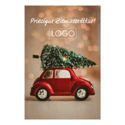 Kartīte, specializēta ar klienta logo, Ziemassvētki sabraukuši, 60x90mm