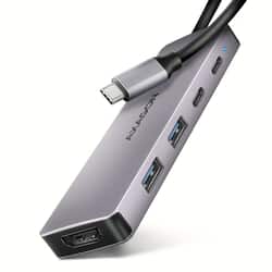 Dokstacija Axagon HMC-5H60 USB-C, 5in1, 15 cm, pelēka